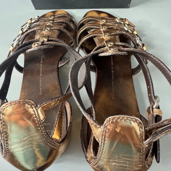 Giuseppe Zanotti Leather Gladiator Sandals in Rose Gold, Size 38.5 - Picture 8 of 16